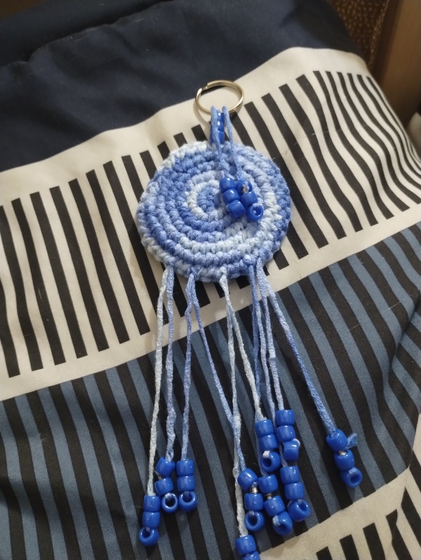 Royal Blue Blend Beaded Keychain