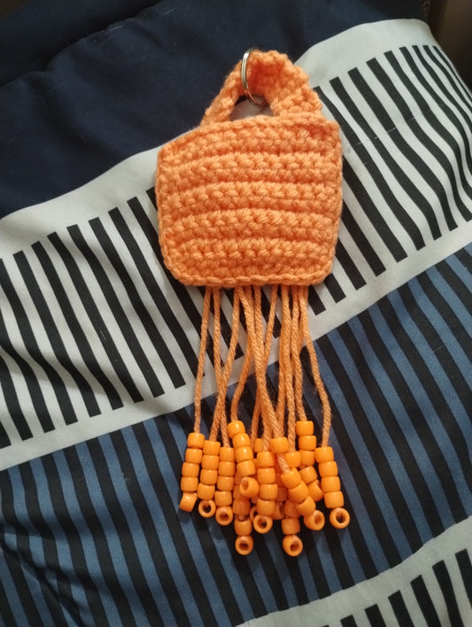 Orange Purse Beaded Keychain