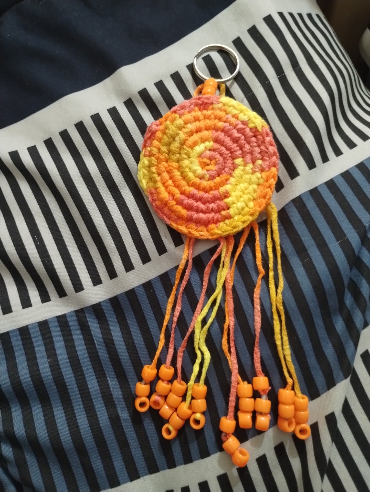 Orange Blend Beaded Keychain