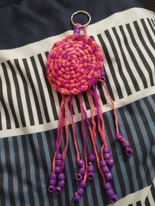 Fuschia Blend Beaded Keychain