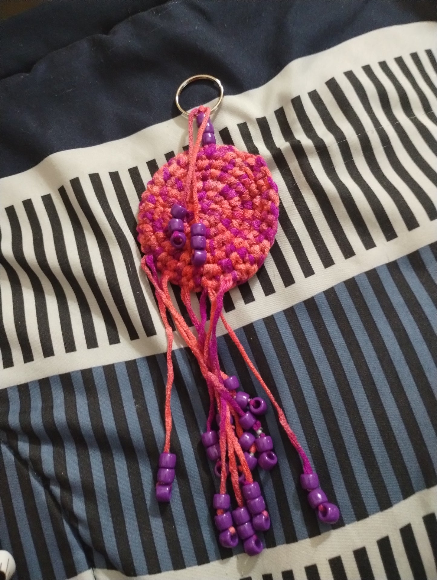 Fuschia Blend Beaded Keychain