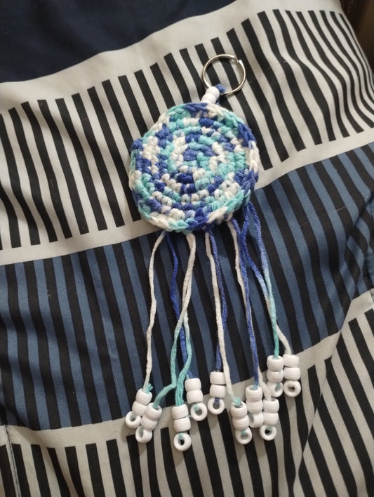 Blue Blend Beaded Keychain