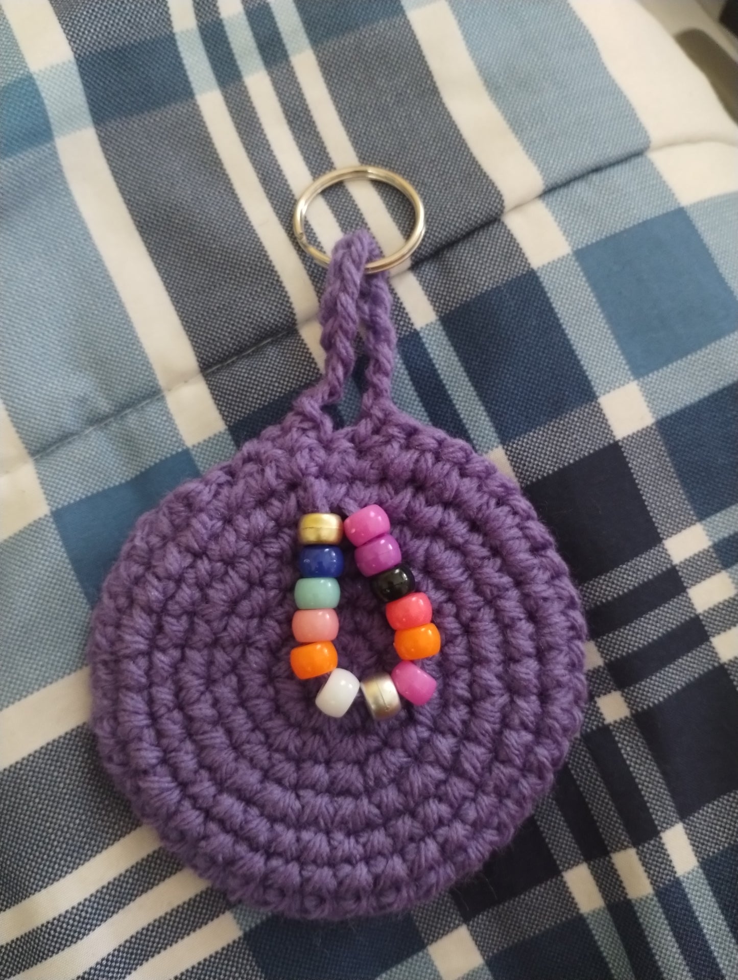 Lavender Round Beaded Keychain