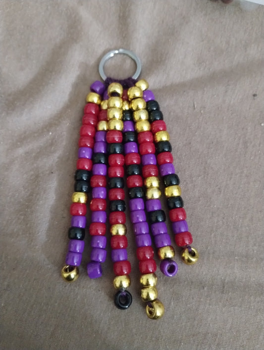 Purple Multicolor Beaded Keychain