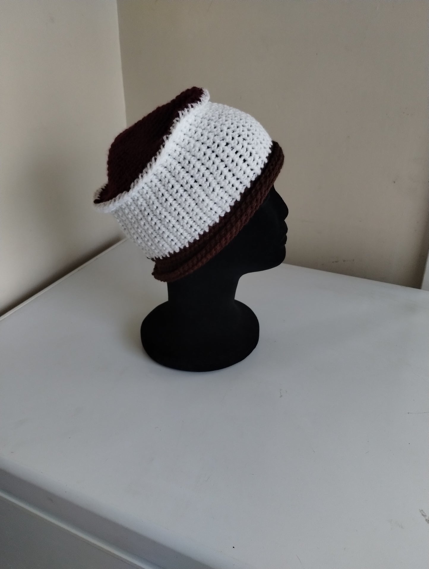 White & Brown Bucket Hat