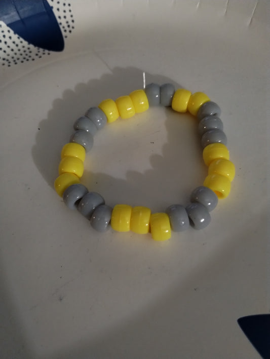 Yellow & Gray Beaded Bracelet