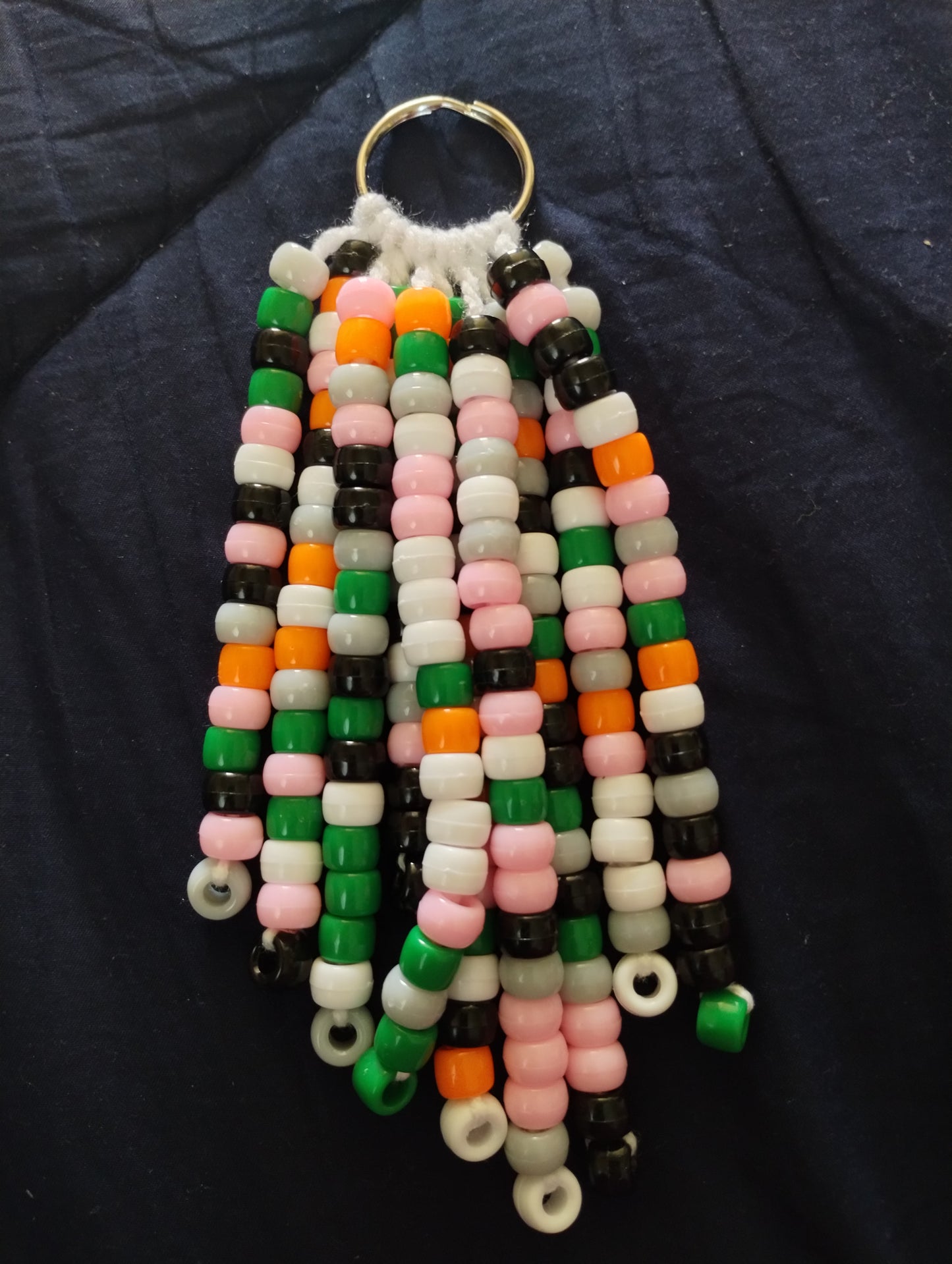 Gray Multicolor Beaded Keychain