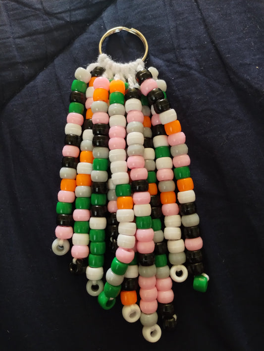 Gray Multicolor Beaded Keychain